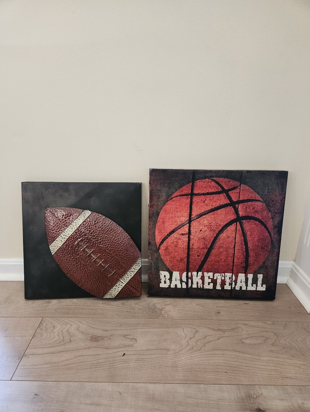 Sports Room Decor Basketball & Football Art Work Canvas